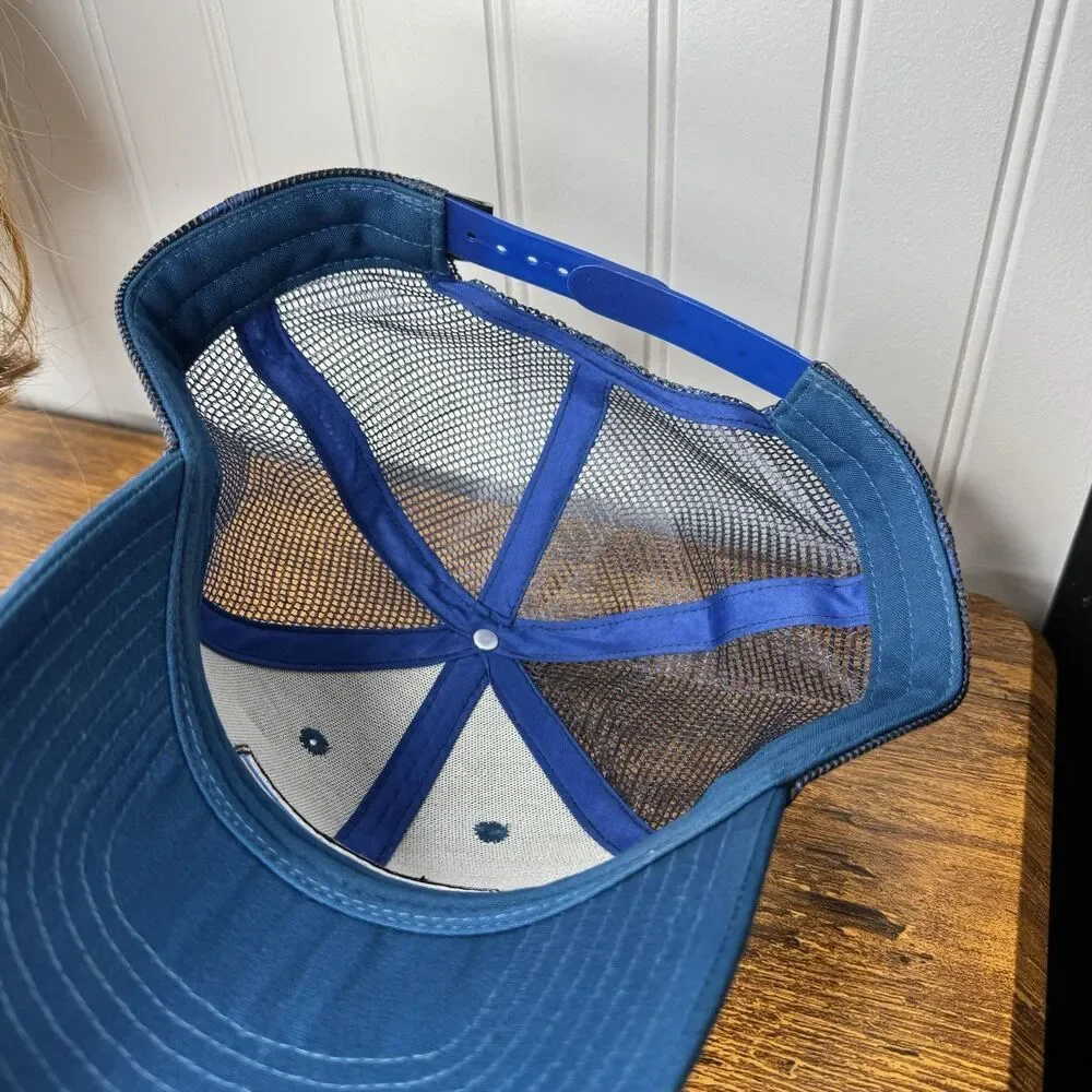 Patagonia Blue Logo Trucker Hat Snapback Navy Mesh Baseball Cap Super Nice